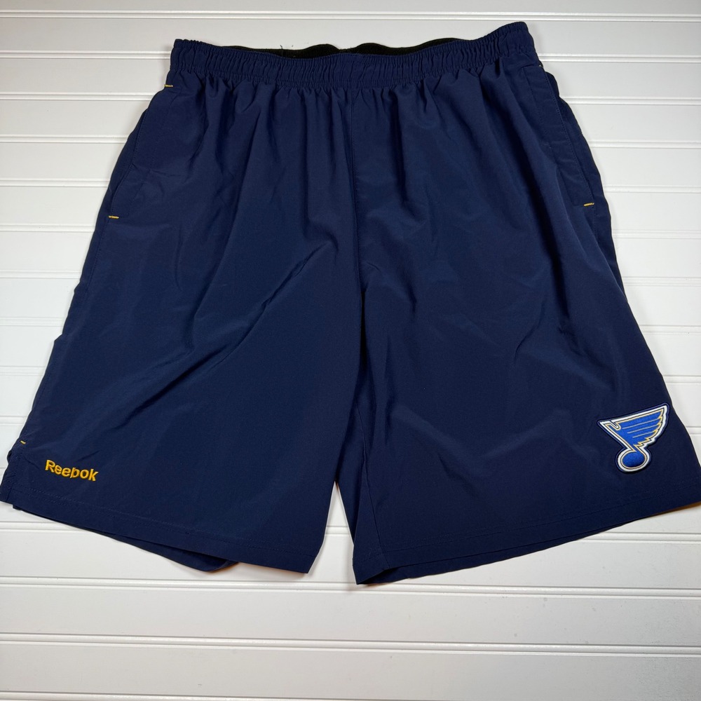 Reebok NHL St Louis Blues Center Ice Shorts Mens Large Navy Blue Training Gym